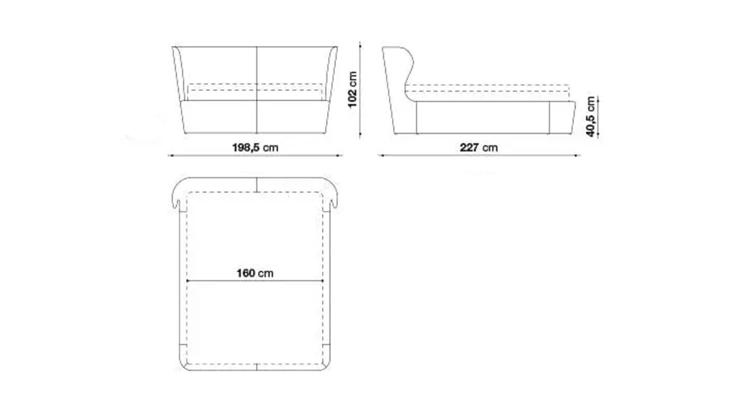Lit Naomi Simple Rangement Toile 160/200 (Réf dsk-at8) (Casa)