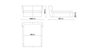 Lit Naomi Simple Rangement Toile 160/200 (Réf dsk-at8) (Casa)
