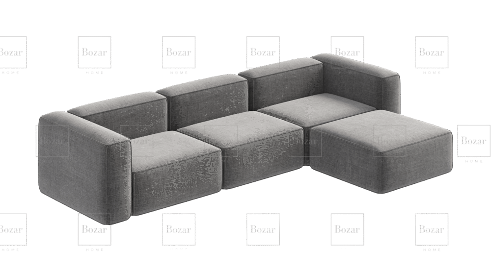 Canapé modulable Miami Gris 4 places avec pouf
