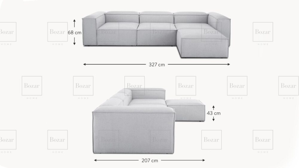 Canapé modulable Miami Gris 4 places avec pouf – Image 2