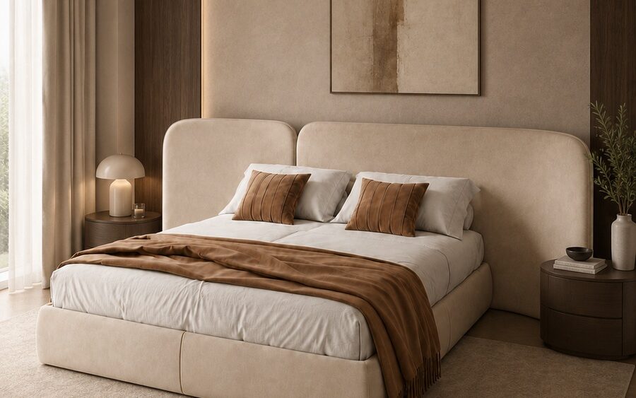 Lit Élysée dans une chambre contemporaine chaleureuse