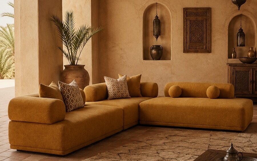 Canapé Sahara format L dans un intérieur marocain