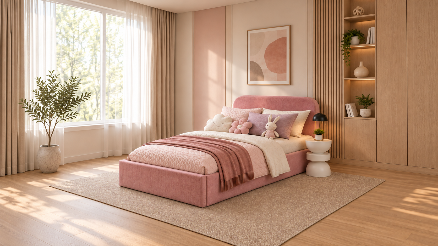 lit bedroom